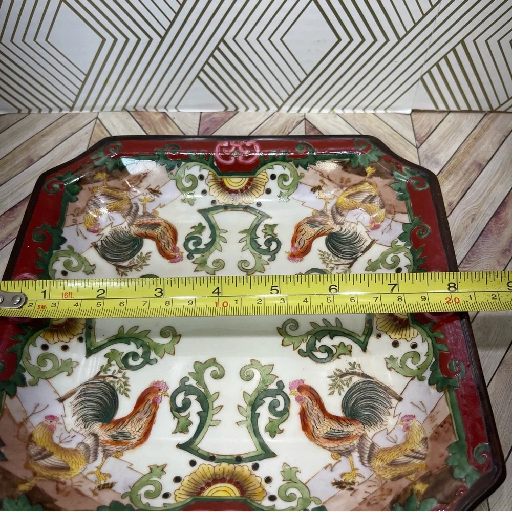 Vintage Hua Ping Tang‎ Zhi Chinese Hand Painted Plate Rooster Design D15